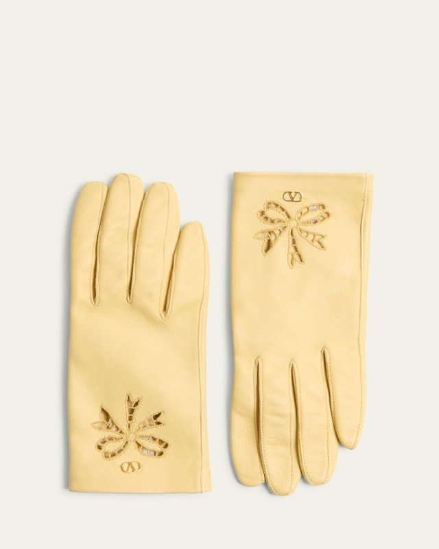 VLOGO Signature Cutout Leather Gloves
